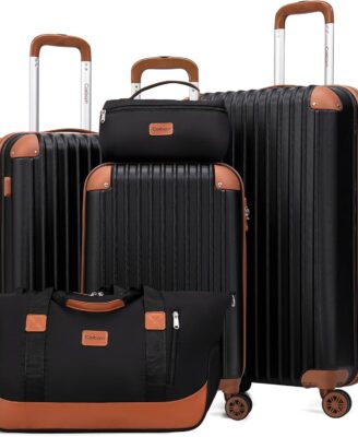 Cosbarn Luggage Sets 5 Piece Suitcases with Wheels, Suitcase Set ABS Hard Case Luggage with TSA Lock Spinner Wheels Durable Travel Luggage