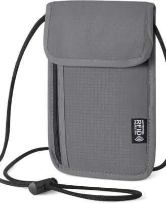 Likesing 5.5" L x 7.9" W Travel Neck Wallet, RFID Blocking Passport Holder